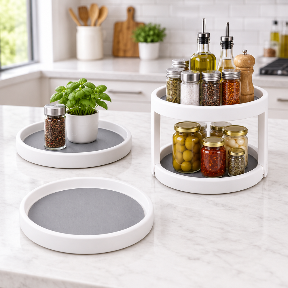 Rotating Multi-Functional Spice Rack Organizer (Two-Tier)
